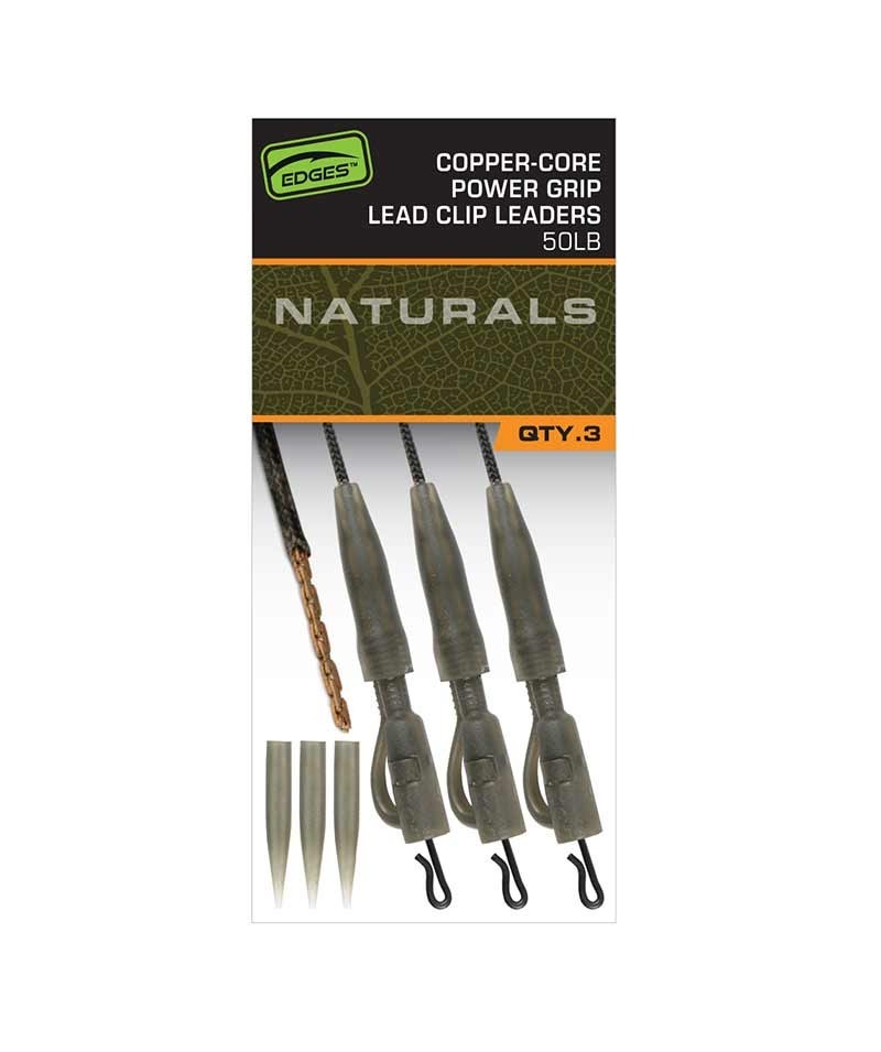 Edges Naturals Copper-Core Power Grip Lead Clip Leaders 3pcs