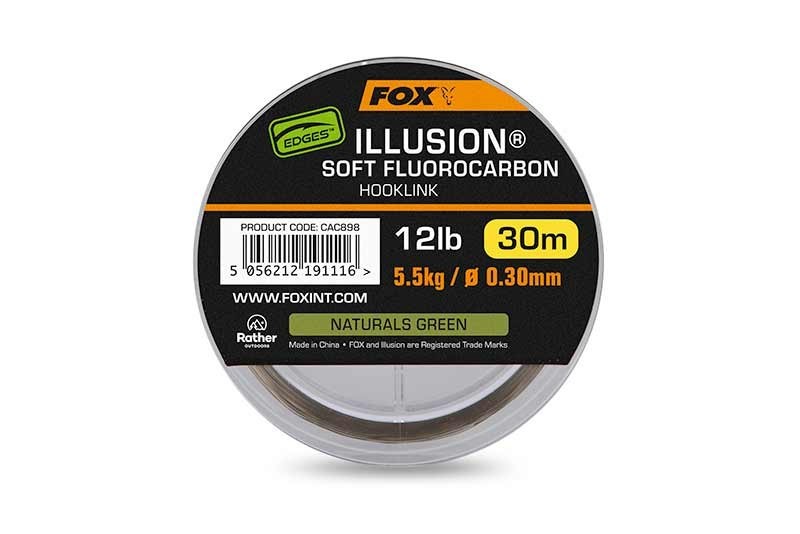 Edges Illusion Soft Fluorocarbon Hooklink 16lb 7,3kg 0,35mm 30m 3pcs naturals green