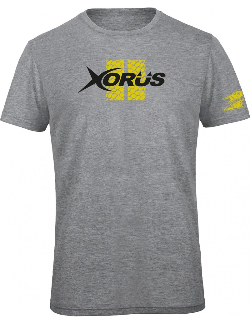 TEE SHIRT XORUS GRIS CLAIR CHINE ET JAUNE S