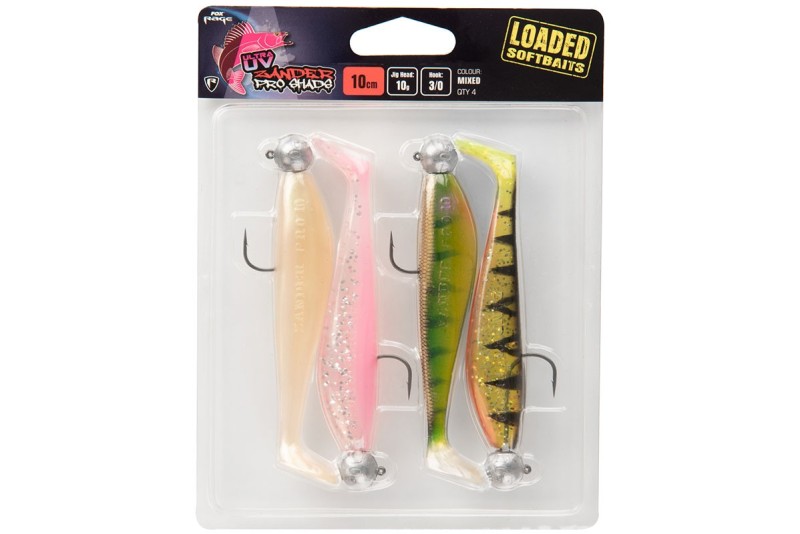 Zander Pro Shad Loaded UV Mixed Colour Packs 1 12cm 12g 4 0 4pcs