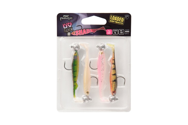 Slick Shad UV Mixed Colour Packs Loaded Head 1 11cm 10g 3 0 4pcs