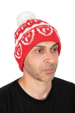 Red and White Bobble Hat
