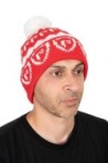Red and White Bobble Hat