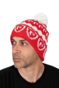 Red and White Bobble Hat