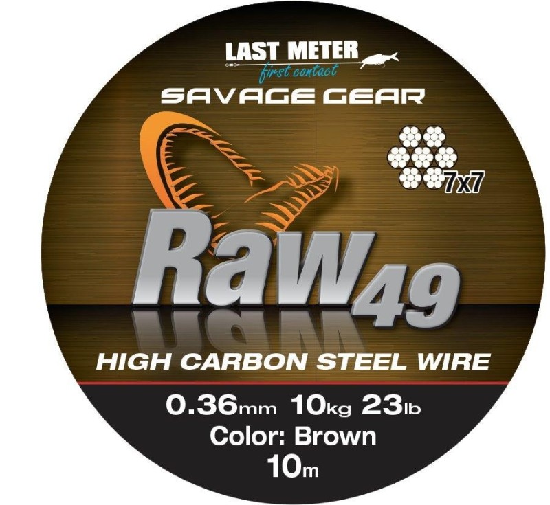 RAW49 STEELWIRE 10M 0.54MM 23KG UNC.BRWN