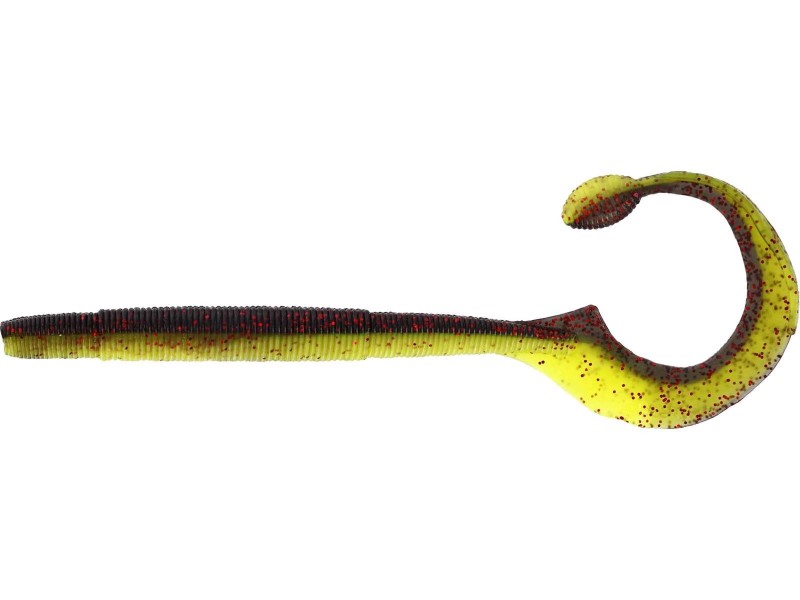 NED WORM CURL 12CM 3G BLACK/CHARTREUSE 5PCS